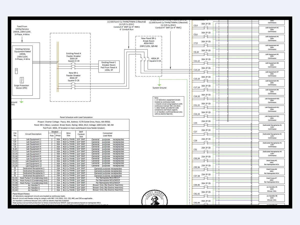 PE stamp electrical plans